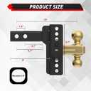 TYT Adjustable Truck Trailer Hitch for 2.5" Receiver, 6" Drop/Rise Tow Hitch with Dual Balls (2" & 2-5/16"), Compatible with Heavy-Duty Trailer Systems up to 22,000 lbs