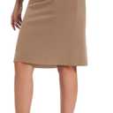 Women's Classic Fit Straight Pencil Skirt Stretch High Waist Knee OL Skirt (Khaki)