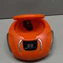 Portable CD Player Boombox with AM/FM Radio + Built in Speakers + Aux Input to Phone/Headphones/Any Audio - CD Players for Home Using AC Adapter or C Batteries (Orange)