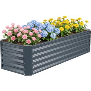 6×2×1.4ft Galvanized Raised Garden Bed Kit, Metal Planter Boxes Outdoor, High Raised Beds for Vegetables, Fruits, and Flowers - IronGrey