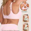 Vertvie Wireless Bras for Women No Underwire Supportive Mesh Crossover Bra Seamless Push Up Full Coverage Everyday Bralettes (X-Large, Pink)