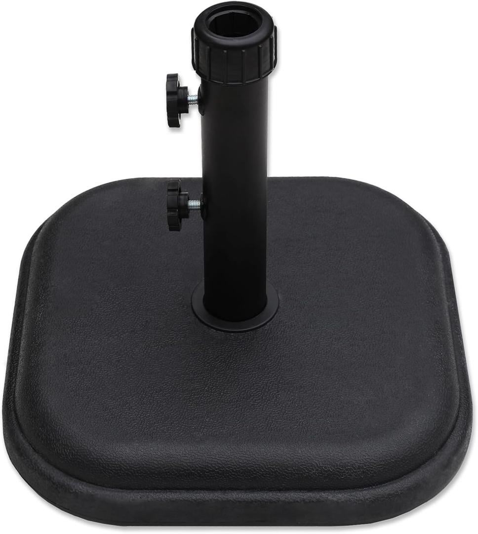 Helios&Hestia 24 lb Round Plastic Built-in Cement Outdoor Umbrella Base, Heavy Duty Concrete Stand Weight for Patio Market Table Umbrella, Black