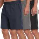 PARISDIARY 3 Pack Men's Athletic Running Shorts with Zipper Pockets, Quick Dry Gym Workout Basketball Hiking Shorts for Men-BlackDGrayNavy-S