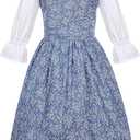 SIZGAROOT Colonial Costume Girls Pioneer Girl Costume Prairie Dress with Bonnet (White, M)