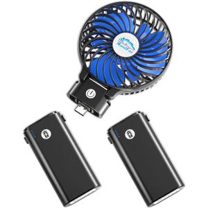 HandFan 10400mAh Powerful Handheld Fan, 40Hrs Long-Lasted Hand Fan Rechargeable, Mini Personal Fans Foldable, Heavy Duty Battery Fans Portable for Travel Beach Concerts Cruise Makeup(Blue Blade)