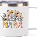 Nana Gifts,14oz Nana Coffee Mug With Handle,Stainless Steel Travel Tumbler Cup Double Wall Vacuum Insulated Tea Cup For Grandma Gigi Mimi