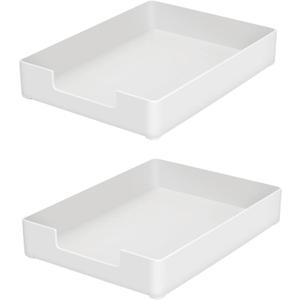 Desk Letter Tray, 2PCS A4 Size Plastic Stackable File Document Organizer, Office Desktop File Paper Holder, Book Storage Rack,Anti-Skid Stacking Support for Office Supplies (White)