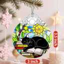 5 x Stained Glass Ornament, Christmas Ornament, Hanging Ornaments for Home Decor & Christmas Tree Ornaments Exquisite Holiday Decor, Xmas Gifts & Holiday Present - Black Cat