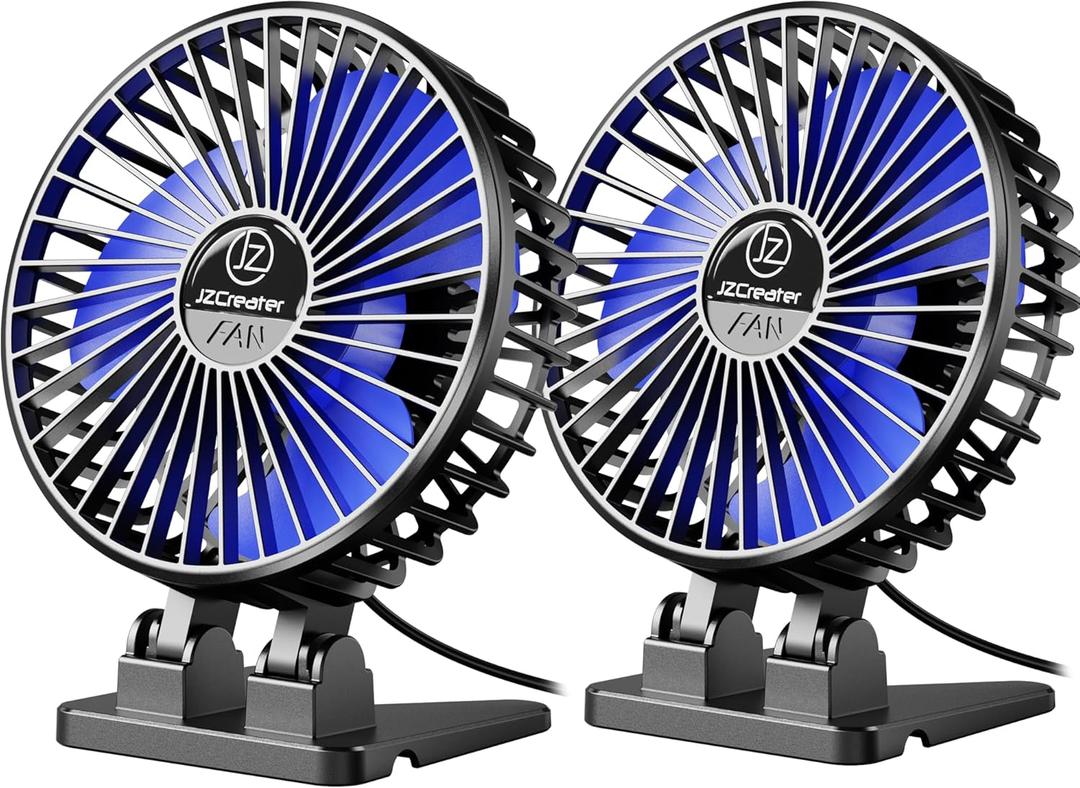 JZCreater USB Desk Fan, Mini Fan Portable, 3 Speeds Desktop Table Cooling Fans, Plug in Power, Rotation Strong Wind, Quiet Personal Small Fan for Home Desktop Office Travel Bedroom, Black (2Pack)