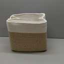 Medium Woven Baskets For Storage,Mudroom,Cotton Rope Square Basket With Handle Woven Bin,Empty Gift Basket For Shelves,Shoe,Blanket,Teen (Large rectangle, Linen | 2PCS)