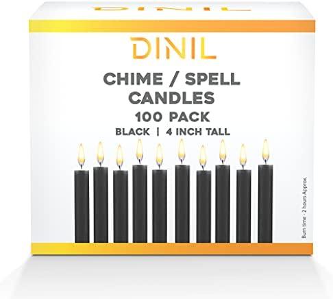 Dinil - Spell Candles for Rituals, Birthdays, Spells, Premium Chime Candles (100, Black)