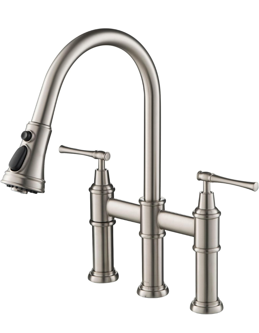 Dornberg Bridge Kitchen Faucet with Pull Down Sprayer - Brushed Nickel