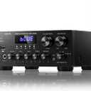 Moukey Stereo Receivers, 2.0 Channel Power Audio Amplifier System with Bluetooth 5.0 w/USB, SD, AUX, RCA, MIC in w/Echo, LED for Karaoke, Home Theater Speakers