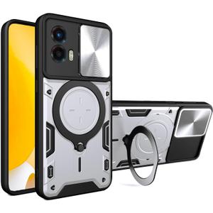 Compatible with Motorola Moto G24 Case,with Slide Camera Lens Cover Compatible with Motorola Moto G04 XT2421-2 / Moto G24 XT2423-1 Case Silver