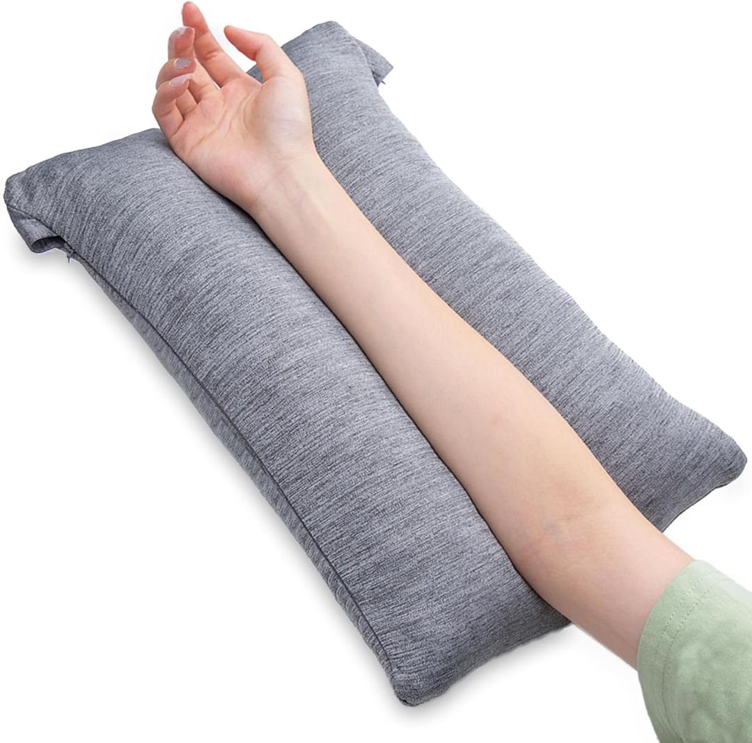 Arm Pillow, Memory Foam Arm Rest Pillow for Adults and Side Sleepers, Elbow Support Elevation Pillow for Post Surgery and Numbness with Removable Cooling Cover (Cooling Grey)