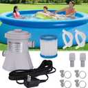 300 Gallons Above Ground Round Pool Filter Pump,Household Inflatable Pool Filter Pump System Kit Cleaning Tool+ Filter Cartridge,Uses Type A or C Filter Cartridge