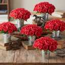 Zhengmy 42 Pcs Derby Day Party Table Decorations the Roses Centerpieces with Simulated Iron Flower Pots for Horse Racing Party Decor Red Rose Racehorse Theme Birthday Tabletop Supplies