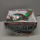 Cholemy 36 Pcs 12 Pack 12x10x4 Christmas Basket Empty Large Size Basket Empty Bulk, Includes 12 Cardboard Baskets with Handles, 12 Plastic Bags, 12 Bows, Cardboard Tray Large Gift Baskets Kit(Plaid)