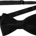 Bow Ties for Men Pre-Tie Bow Ties Vintage Tuxedo Velvet Bow Ties Cufflinks Pocket Square Sets With Gift Box (Black)