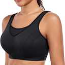 DotVol Women's High Impact Wireless Full Coverage Plus Size Everyday Sports Bra (34B, Black)