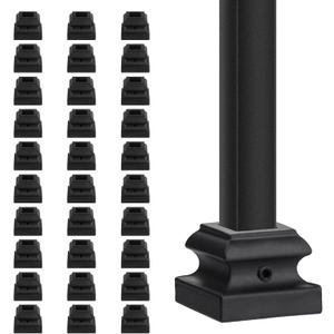Iron Baluster Shoes - Flat Shoe with Screw - for 1/2" Square Balusters - Set of 30 (Satin Black)