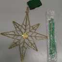 hogardeck Christmas Tree Topper, 11 Inches Lighted Gold Glittered 8-Point Star Tree Topper, 30 LED Sparkling Tree Toppers Christmas Decorations, Battery Powered Timer Xmas Treetop Star Decor