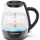Chefman 1.7-Liter Electric Tea Kettle w/ Borosilicate Glass and Automatic Shutoff - Black
