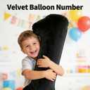 3 x 40 Inch Number 1 Balloon, Large Black Number Balloons for Boy Girls 1st Birthday Decorations, Flocked Velvet Matte Foil Birthday Balloon 0-9 for Women Men, Giant Number 1, Anniversary Supplies