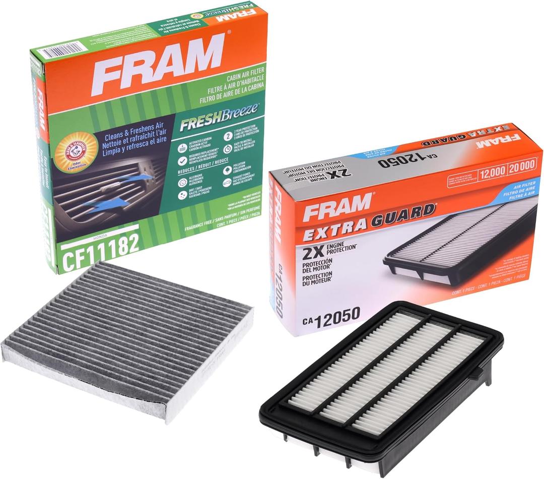 FRAM Automotive Replacement Air & Cabin Air Filter Bundle for 2016-2020 Honda Civic 1.5L & 2017-2023 Honda CR-V 1.5L; Filters Included: CA12050 & CF11182 (FACB20020)