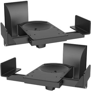 WALI Speaker Wall Mount, Surround Sound Speaker Stand with Adjustable Swivel Tilt Angle, Large Bookshelf Speaker Wall Mount for Living Room, Home Theater, Holds up to 66 Lbs, (SWM201XL), 2 Pack, Black