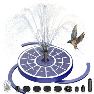 AISITIN 3.5W Solar Fountain Pump for Bird Bath Upgraded 2025, Floating Solar Water Fountain Kit with 8 Nozzles & 3 Integrated Bracket for Garden, Pond, Pool, Water Feature and Outdoor (Dark Blue)