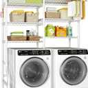 Ulif U13 Over Washer and Dryer Storage Shelves, 6 Tiers Laundry Room Standing Shelf with 2 Hanger Rods, Space Saver Clothes Drying Rack, 63.4" W x 22" D x 77.4" H, White