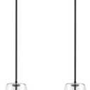 Black Big Pendant Lights Kitchen Island - Clear Glass Pendant Light Fixture Multiple Stems Rods 3 Units 12 Inch 3 Units 4 Inch (2 Pack Black Downrod Pendant with 7.5in W 9.5in H Shade)