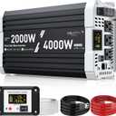 2000 watt Pure sine Wave Inverter, 12V DC to 110V AC Power Inverter, Used for Solar Emergency Power Supply in RV Homes, with 3 AC Output sockets, USB Port, Type-C Port, Remote Control with LCD Screen