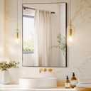 TRAHOME Bathroom Vanity Mirror for Wall, 36" x 24" Metal Framed Rectangular Bathroom Wall Mirror for Over Sink, HD Shatterproof Glass, Hangs Horizontally or Vertically(Black)