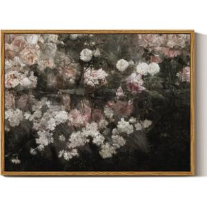 InSimSea Framed Canvas Wall Art Vintage Decor, Home Decor Garden in May Flower Wall Art Aesthetic Rustic Decoration for Bedroom Living Room Bathroom, 12"x16"