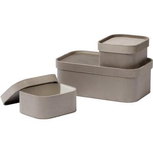 La Jolie Maison Velvet Storage Baskets with Lids, Sturdy Stackable Cardboard Boxes with Decorative Trays, Organizer Bins for Bathroom Bedroom Organizing, Taupe, Set of 3