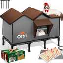 Outdoor Heated Cat House for Outside: Winter Insulated Weatherproof 30"14"20" Shelter with Extra Large Elevated Warm Heater and Waterproof Heating Bed for Multiple Feral Kitties Small Pets for Barn (Brown)