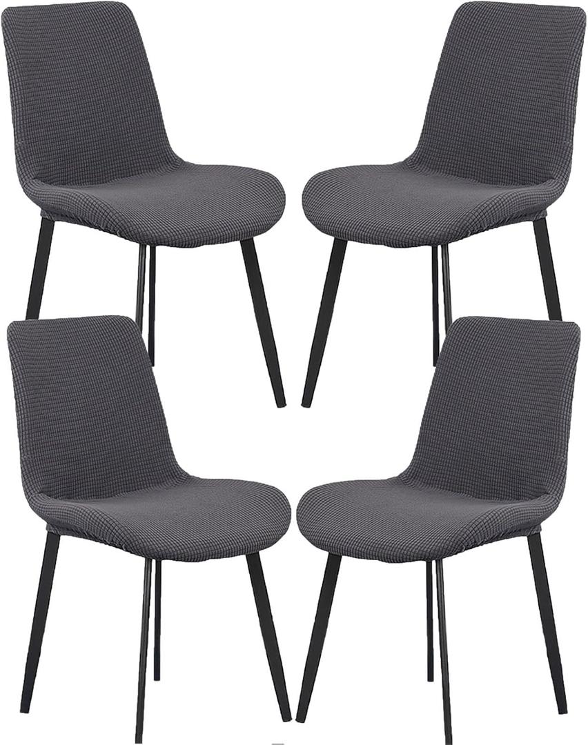 Shell Chair Cover Curved Back Dining Chair Slipcover Set of 6/4/2/1 Stretch Chair Seat Cover Without Arms Dining Room Chairs Covers with Back Nordic Chair Protector,Gray,4pcs (Grey)