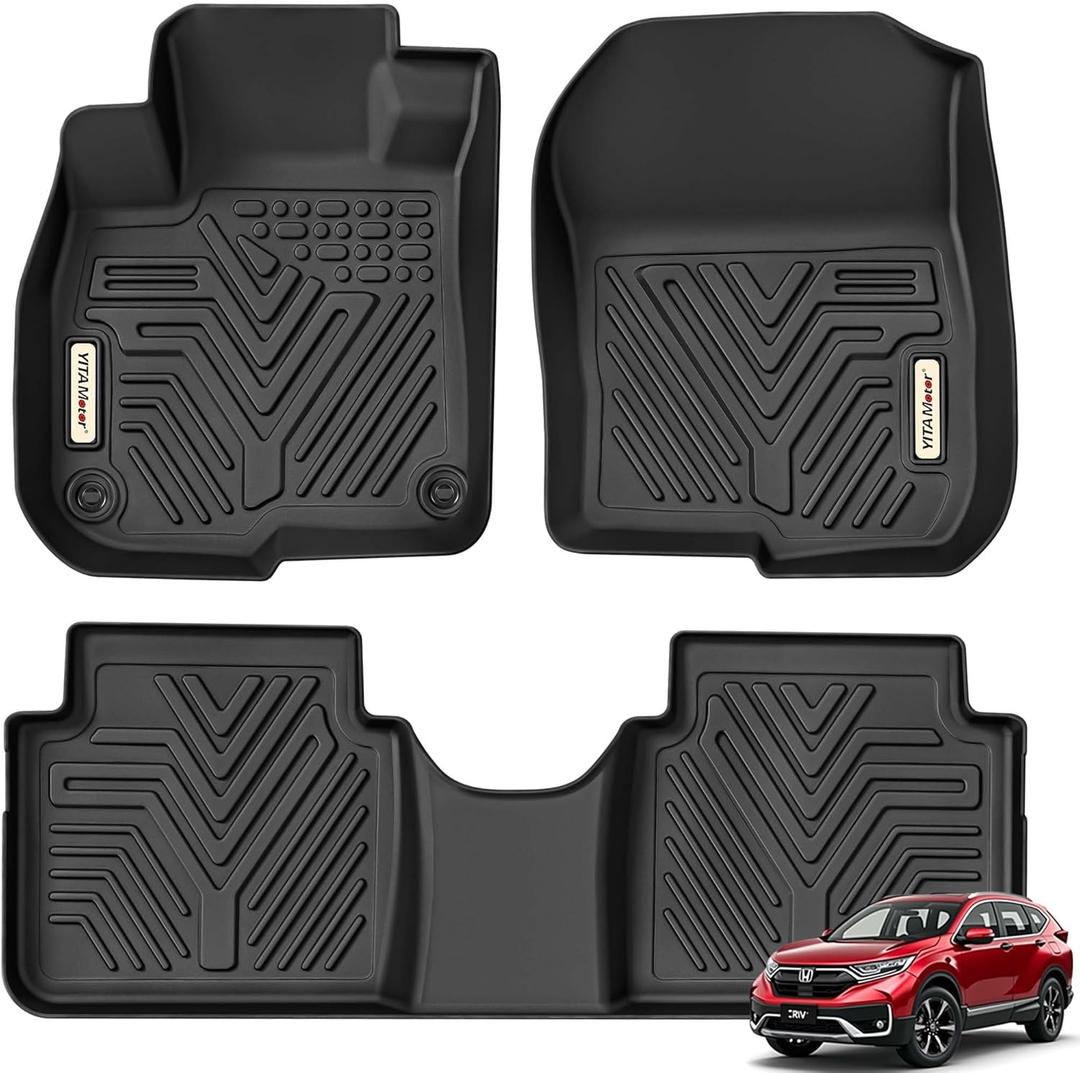 YITAMOTOR Floor Mats Compatible with Honda 2017-2022 CR-V, 1st & 2nd Row All Weather Protection, Black
