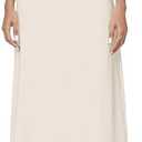 Urban CoCo Elastic Waist A-Line Long Maxi Skirt Below Knee for Women(M, Beige) 