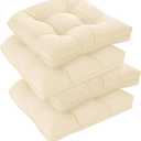 downluxe Outdoor Chair Cushions Set of 4 for Patio Furniture, Waterproof Tufted Overstuffed Patio Furniture Cushions, Memory Foam Outdoor Seat Cushion, 19" X 19" X 5", Beige