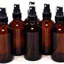 Vivaplex 6, Amber, 4 oz Glass Bottles, with Black Fine Mist Sprayers