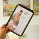 Menu Covers 25 Pack 5.5 x 8.5 inch - Black Vinyl Menu Holders | 2-View Waterproof Clear Sleeves Top-Loading for Restaurants, Cafes & Catering