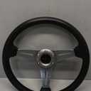 RASTP Universal Racing Steering Wheel 13.8/350mm 6 Bolts Grip Vinyl Leather & Aluminum with Horn Button for Car -Gray