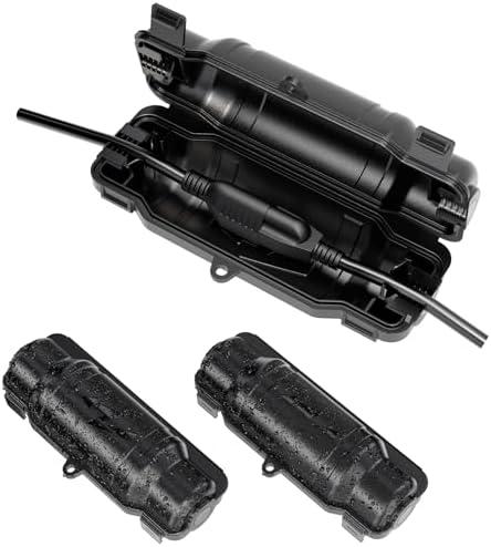 Cismorvex 3 Pack Outdoor Extension Cord Safety Cover with Waterproof Seal IP54 Water-Resistant, Weatherproof Electrical Connection Box with 2 Latches, Plug, Socket, Holiday Decoration Light, Black