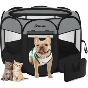 Dog Cat Playpen Indoor Outdoor for Puppy Pet Dogs Cat Travel and Recovery After Surgery, Dog Enclosure Tent Crates Cage, Portable Pop Up Dogs Kennel with Carrying Case (Dark Grey, Medium)