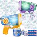 Snowalva Bubble Gun 1 Packs for Kids, Automatic Bubble Machine LED Light Bubble Maker Gifts for Kids, Outdoor Game Toys for Boys&Girls Ages 3+ Bubbles And Refill Pack Not Included