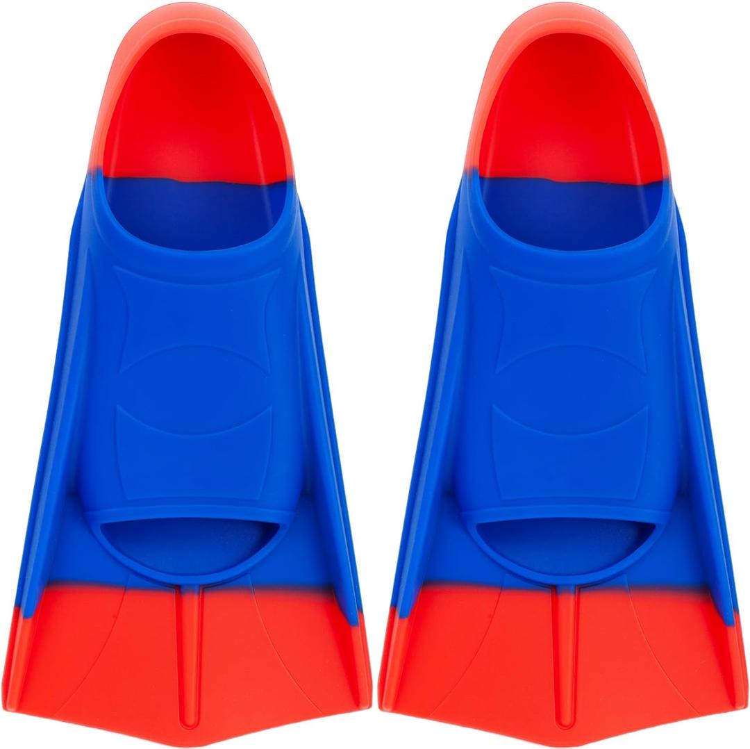 Kids Swim Training Fins, Soft Solicone Swimming Flippers, Comfortable Short Fins for Children Boys Girls and Beginners (3XS(US KIDS 8-11))