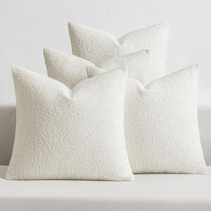 MIULEE Pack of 2 Christmas Decorative Textured Boucle Throw Pillow Covers 20x20 Inch White Accent Pillow Cases Soft Couch Cushion Covers for Modern Farmhouse Boho Chair Sofa Bed Livingroom Home Decor